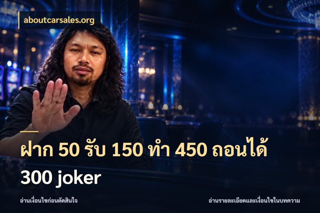 ฝาก 50 รับ 150 ทํา 450 ถอนได้ 300 joker สีสันของโปรฝากและยอดรับ ในมุม aboutcarsales.org