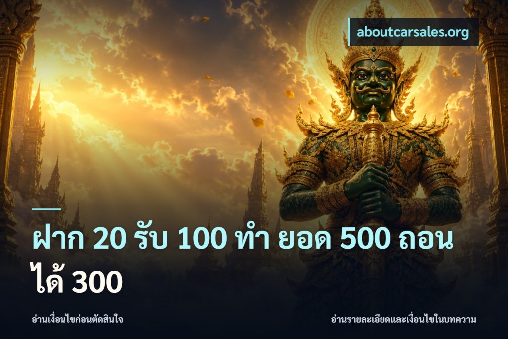 ฝาก 20 รับ 100 ทํา ยอด 500 ถอนได้ 300